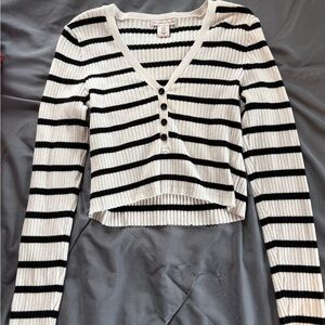 Sincerely Jules Black and White Striped Crop Top